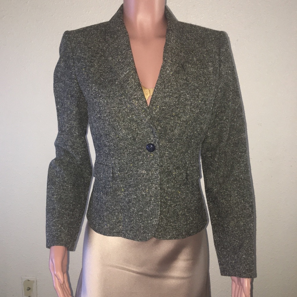 Cremieux tweed elbow patch blazer jacket